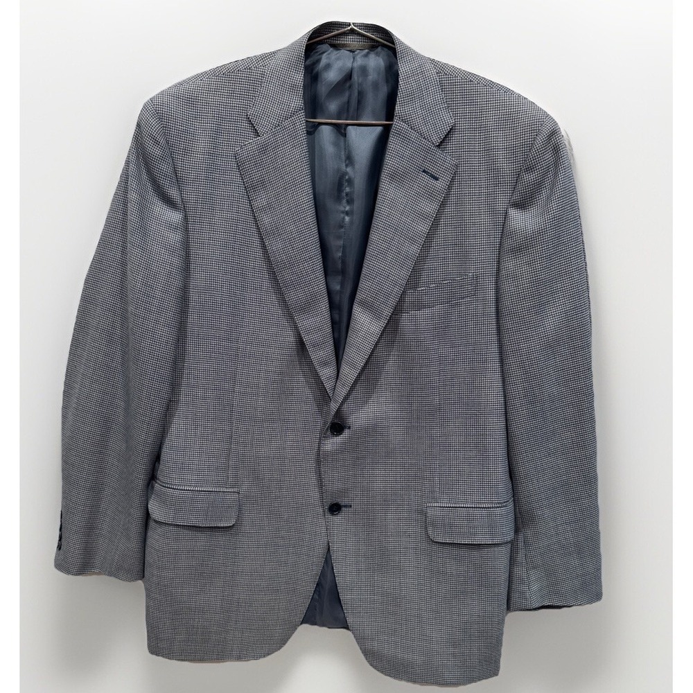 Current Canali‎ 1934 Wool Blazer Sport Coat Gray/Blue Houndstooth Tailored 44R
